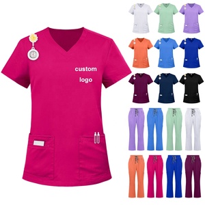 Maßgeschneiderte Scrubs-Uniformen-Sets 4-Wege-Stretch V-Ausschnitt Schlaghose Beauty <span class=keywords><strong>Spa</strong></span> Pflege Medizinische Scrubs-Uniformen-Sets für Frauen - Product Image 1