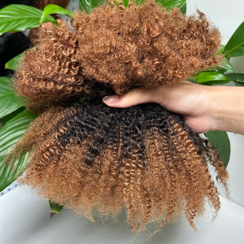 KAMA Peruvian Remy Human Hair Afro Kinky Curl Bulk Braiding Hair Extension 50g Machine Double Weft All Colors Dreadlocs Braids Detail Section 3