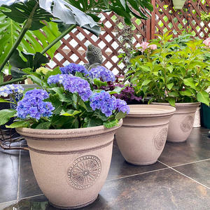 Vaso da fiori in plastica di grande diametro oversize in stile vintage decorazione del giardino di casa vaso da fiori rotondo con stampa floreale vintage - Product Image 6