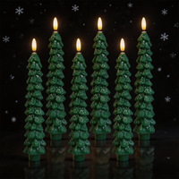 Bougie électronique en cire de paraffine à longue tige en forme de sapin de Noël avec lumières LED, lot de 2, pour une ambiance et une décoration intérieures festives