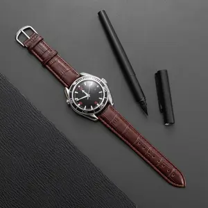 14mm-24mm Stock LAIHE Genuine Leather Crocodile Pattern 18mm Watch Strap Men Women Wrist Band Watch Band