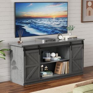 Meuble TV moderne pour téléviseurs jusqu'à 65 pouces, avec portes coulissantes, armoires de rangement, console, meuble multimédia pour salon en MDF - Product Image 2