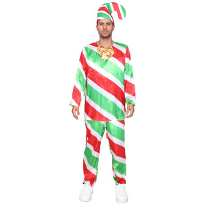 Costume d'elfe de Noël en forme de canne à sucre pour adulte, unisexe, en polyester, pour les fêtes de fin d'année - Product Image 1