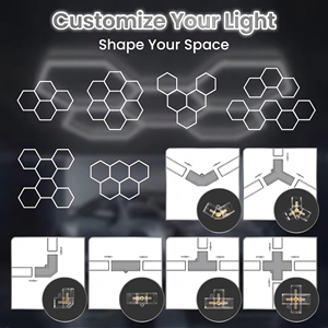 Lámparas LED Hexagonales Tipo Panal de Abeja al por Mayor para Detallado de Automóviles, Iluminación de Talleres, Garajes, Almacenes, Bares, Gimnasios y Salas de Baile - Product Image 6