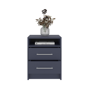 Mesita de noche Lee Ja con 2 cajones y estante abierto, almacenamiento moderno para dormitorio, color azul Kronos - Product Image 6