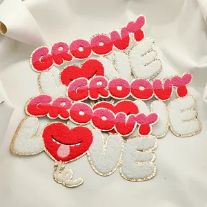 Chenille Embroidery Patches Custom Heating Sequin Patch Logo For Clothing Iron On