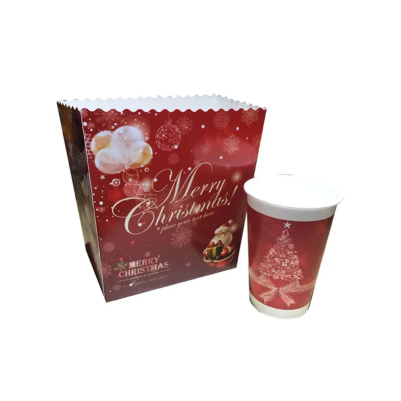 85 oz Christmas custom supply cinema popcorn folding carton factory direct sales square bucket box