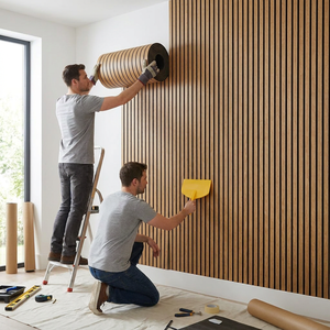 <span class=keywords><strong>Carta</strong></span> <span class=keywords><strong>da</strong></span> <span class=keywords><strong>Parati</strong></span> 3D FONJUE Effetto <span class=keywords><strong>Legno</strong></span>, Pannelli in PVC Autoadesivi Impermeabili, Decorazione Murale Scanalata - Product Image 1