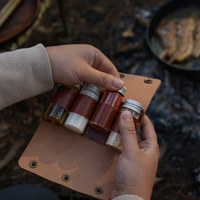 Kit portable d'épices en cuir de vachette, style ferme, toutes saisons, pour camping en extérieur, barbecue, rangement d'assaisonnements, outil de survie, cuisine