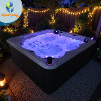 Baignoire à remous Aquaspring, spa extérieur, spa extérieur pour 6 personnes, 104 jets, contrôle Balboa, jacuzzi avec 30 lumières LED