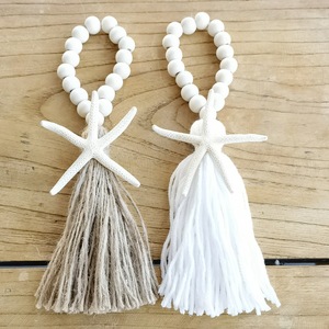 Ornamen Rumbai Manik Kayu Tenun Tangan dengan Dekorasi Bintang Laut-Pegangan Pintu & Gantungan Hiasan Rumah/Mobil - Product Image 4