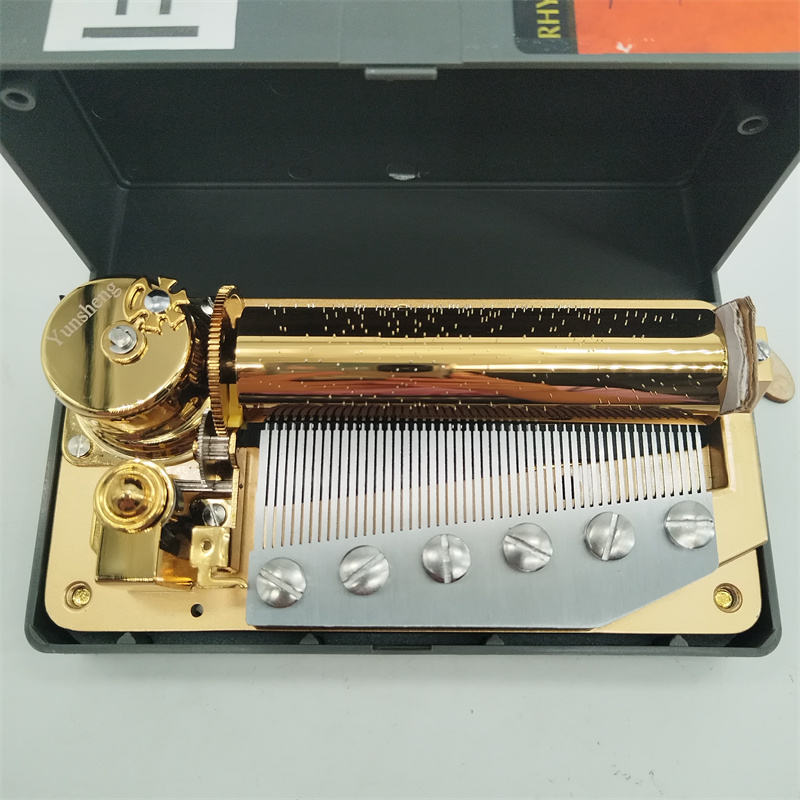 Music Box Movement Custom Custom Music Box Mechanism - 30/50 Note Wind-Up Music Box in Golden ...