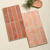 Décoration murale rustique vintage pour salle de bain et cuisine, carreaux de céramique rustiques vintage mats faits à la main 50x200mm pour hôtels et magasins