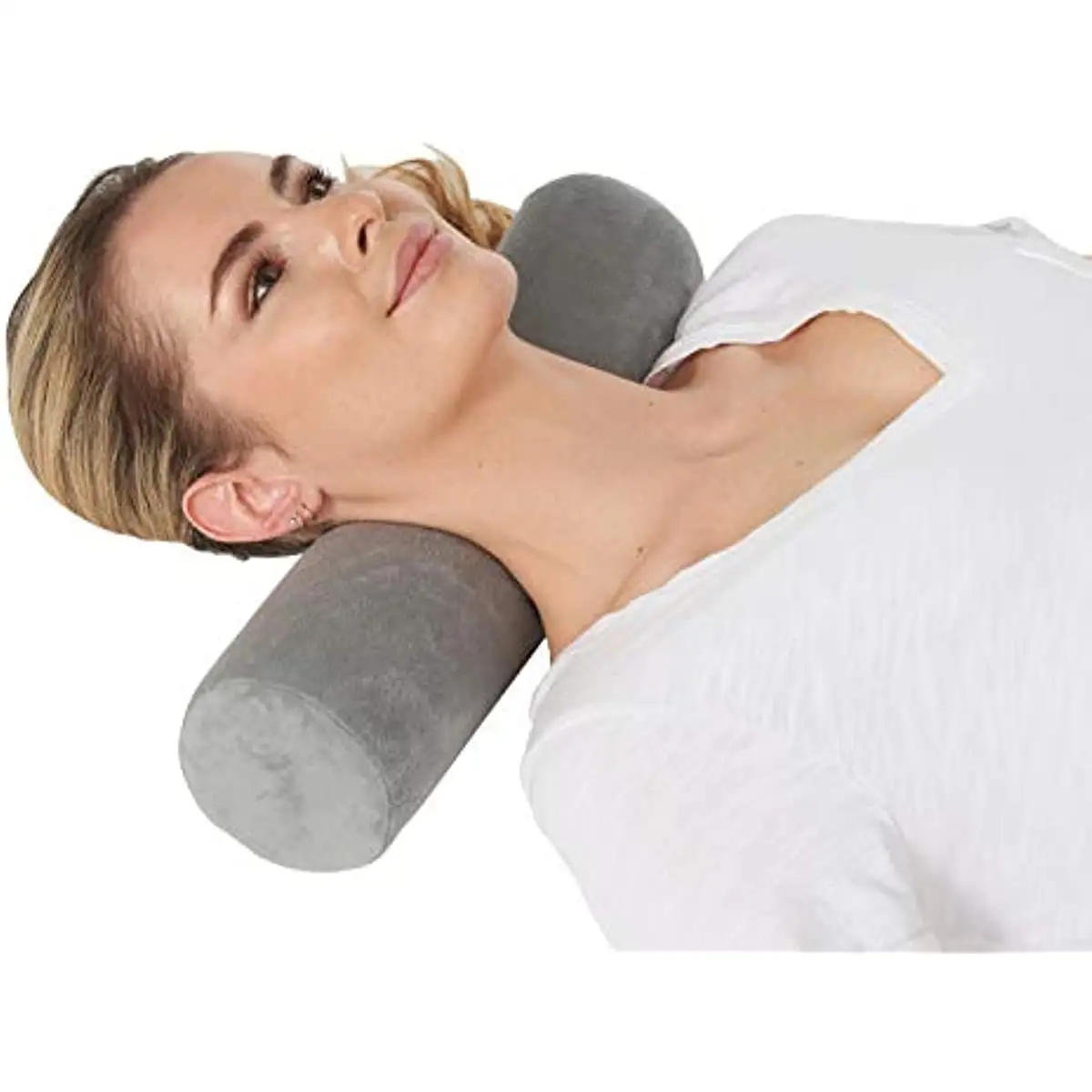 Fábrica Direta Em Torno Do Pescoço Bolster Cervical Neck Roll Memória Espuma Travesseiro para Cama Pernas Voltar e Yoga