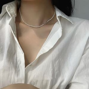 Collar de Plata de Ley 925 con Perla Natural de Agua Dulce, Cadena para Clavícula, Exquisito, Delicado, Mini, Versátil, con Temperamento - Product Image 1