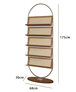 Librería de ratán y Metal ovalada creativa de gran venta Longstar 2025, organizador de almacenamiento escalonado para estudio en el hogar/sala de estar - Product Image 6