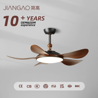 Ventilateur de plafond commercial suspendu de haute qualité 80W en noyer et acrylique pour villa, cabane, gîte, rénovation, salon, chambre