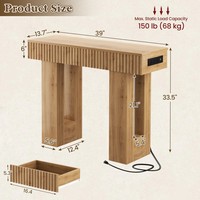 Mesa Consola de Madera de 39 Pulgadas con Tomas USB-C, Diseño Moderno Acanalado para Sala de Estar, Entrada, Almacenamiento y Fácil Montaje