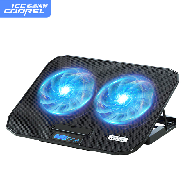 2025 Best Selling Laptop Notebook Tablet PC Laptop Stand Cooler with LCD Display Metal & Plastic Construction Double Fans USB