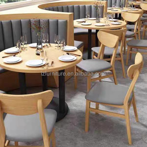 Curved Round Booth Benches Sofa Coffee Shop Wood Cafe Commercial <b>Restaurant</b> Furniture Table and Chair Booth Seating <b>Set</b> - Product Image 4