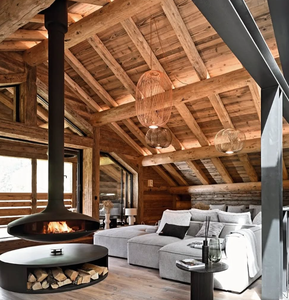 Cheminée suspendue au plafond de style <span class=keywords><strong>moderne</strong></span>, en acier, pour foyer à bois, foyer rotatif flottant - Product Image 4