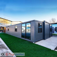 Rumah Kontainer Lipat Modern Berlapis Seng Inovatif dengan Kaca Ganda untuk Glamping, Rumah Prefab Tiny House Mobile untuk Dijual
