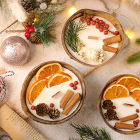 Bougie en coquille de noix de coco naturelle la plus vendue, parfumée aux fleurs séchées - Cire de soja non toxique - Décoration d'intérieur, cadeaux décoratifs pour les fêtes