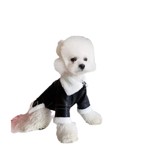 Magnifique veste d'hiver en cuir pour animaux de compagnie, noire, coupe-vent, pour chiens de petite et moyenne taille, Bichon Schnauzer, bouledogue français, Teddy Dog - Product Image 5