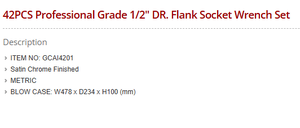 ชุดประแจบล็อกหัวแบน <span class=keywords><strong>TOPTUL</strong></span> GCAI4201 คุณภาพสูง 42 ชิ้น ระดับมืออาชีพ ขนาด 1/2 นิ้ว - Product Image 4