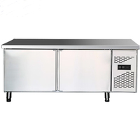 Réfrigérateur commercial YULONGE à deux portes pour cuisine de restaurant, en acier inoxydable, 250L/350L, avec table de préparation