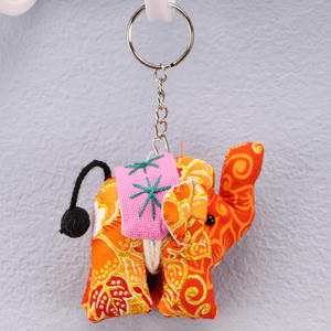 Porte-clés Animal en peluche jouets sac pendentif porte-clés éléphant porte-clés en peluche Thai tissu Art éléphant porte-clés broderie éléphant - Product Image 5