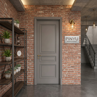 Porte de placard en bois massif à panneau surélevé, style minimaliste français, gris mat, pour intérieur, chambre, hôtel, mobilier de rénovation en gros
