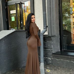 Instagram famoso abito da sirena dimagrante a lunghezza alta Casual con maniche a campana FallWinter in stile dominio - Product Image 4