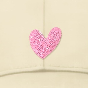 Sombrero de algodón con diseño bordado de lentejuelas de corazón rosa - Product Image 4