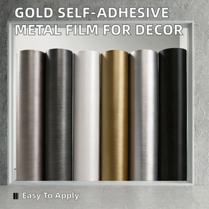 Vinilo Autoadhesivo Metálico Dorado de PVC a Precio de Fábrica, Película Decorativa de Metal Cepillado para Gabinetes, Cocinas, Elevadores y Decoración de Vidrio - Product Image 2
