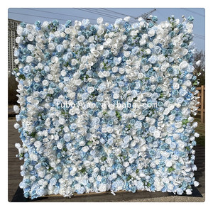 Panneau <span class=keywords><strong>de</strong></span> fond floral 3D S07 pour décoration <span class=keywords><strong>de</strong></span> mariage, hôtel, <span class=keywords><strong>salon</strong></span> – Mur <span class=keywords><strong>de</strong></span> fleurs artificielles en soie bleue à vendre ou à louer - Product Image 1