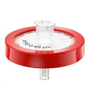 แผ่นกรองฉีดยา PTFE ขนาด 0.45 ไมครอน เส้นผ่านศูนย์กลาง 25 มม. แบบ Hydrophobic ไม่ผ่านการฆ่าเชื้อ สำหรับใช้ในห้องปฏิบัติการ - Product Image 2