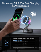 Support de charge magnétique sans fil Qi2.2 à adsorption par vide avec lumière ambiante RGB pour iPhone 12 à 17 (série complète)