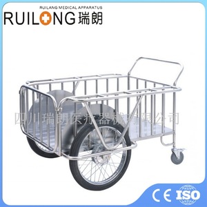 Chariot de transport médical en acier inoxydable Swiss Franc RT-010B à roues silencieuses monocouche, chariot à main pour fournitures hospitalières - Product Image 3
