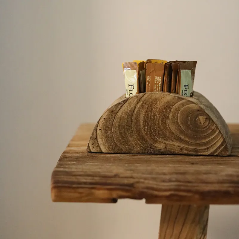 Полукруглая настольная деревянная тарелка в стиле ретро для хранения кофейных пакетов и ключей
