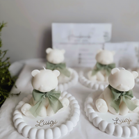 Bougie personnalisée en forme d'ours avec ruban et plateau, bougie parfumée à la cire de soja, cadeau de luxe mignon pour la décoration de la maison, fête, anniversaire, mariage