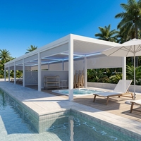 Pergola bioclimatique intelligente à toit rigide en aluminium robuste, personnalisable, avec grandes structures de jardin
