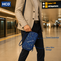 Étui de transport rigide en EVA bleu géométrique personnalisé OEM ODM avec logo, organiseur de technologie portable, sac de voyage, boîte à accessoires antichoc et étanche