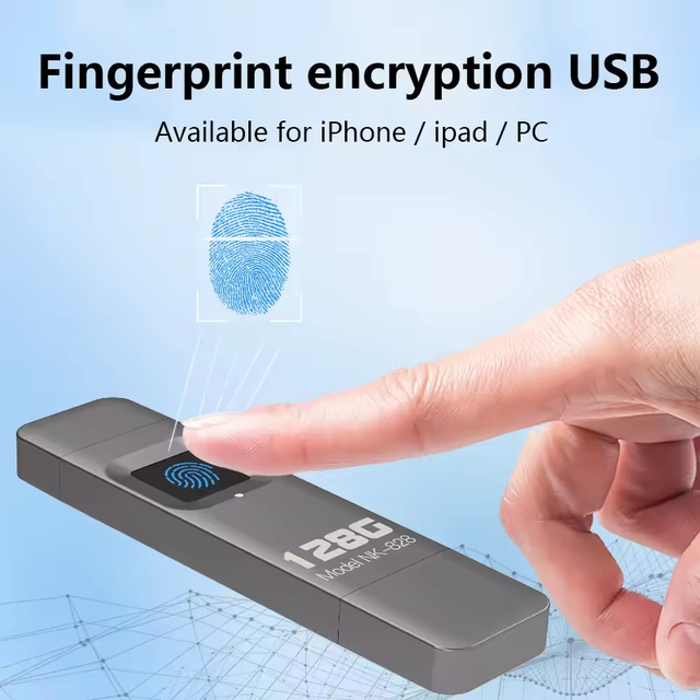 128GB 256GB 512GB Metal USB Type C Flash Drive Fingerprint Encryption OTG Solid State Memory Disk USB 2.0 3.0