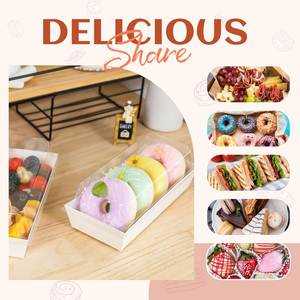 กล่องพลาสติกทรงสี่เหลี่ยมสำหรับใส่เค้กโรล พัฟ เนื้อฝอย ของหวาน และขนมไหว้พระจันทร์ |   ภาชนะบรรจุอาหารแบบใช้แล้วทิ้ง - Product Image 3