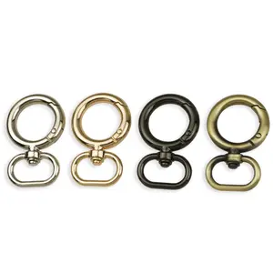 Cloxy Metal Swivel Snap Hook for Handbag Webbing Belt Strap Oval Tails O-ring Spring Gate Swivel Snap Hook for Dog Collar Leash