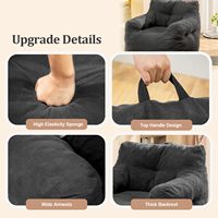 Fauteuil pouf en peluche douce Loveliving pour adultes avec support pour la tête et le dos, tissu extra large résistant aux déchirures, canapé paresseux avec accoudoirs