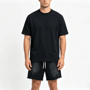 Shorts de jogging vintage en coton délavé à l'acide, coupe personnalisée, délavés par le soleil, avec cordon de serrage, pour l'été - Product Image 1