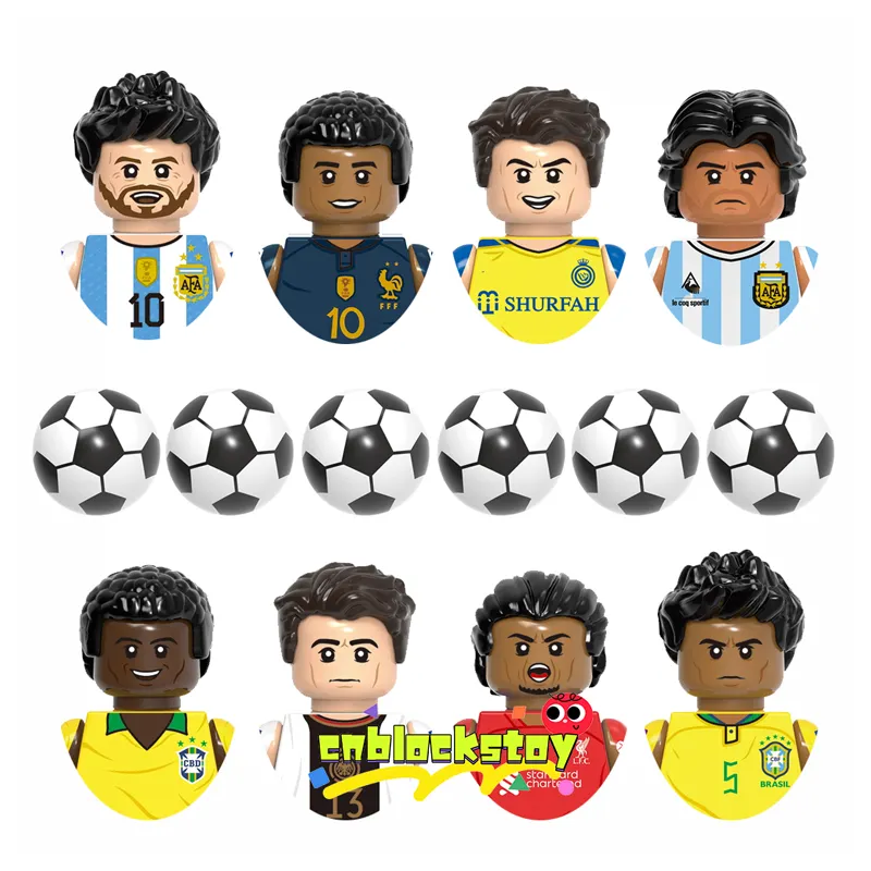 G0112 Joueur de football Casemiro Messi Mbappe Plastique Mini Briques Assembler Building Block Figure Jouet éducatif pour enfants