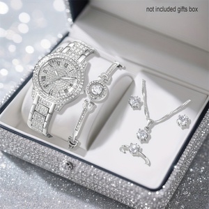 Reloj de Cuarzo de Lujo con Diamantes para Mujer, Set de Joyería con Pulsera, Collar y Pendientes, Moneda de Edición Limitada de 20 mm, Unisex - Product Image 6